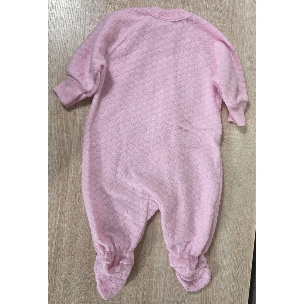 Vintage Carter's Pink Plush Footed Sleeper Baby 0–6M Zip Pajamas